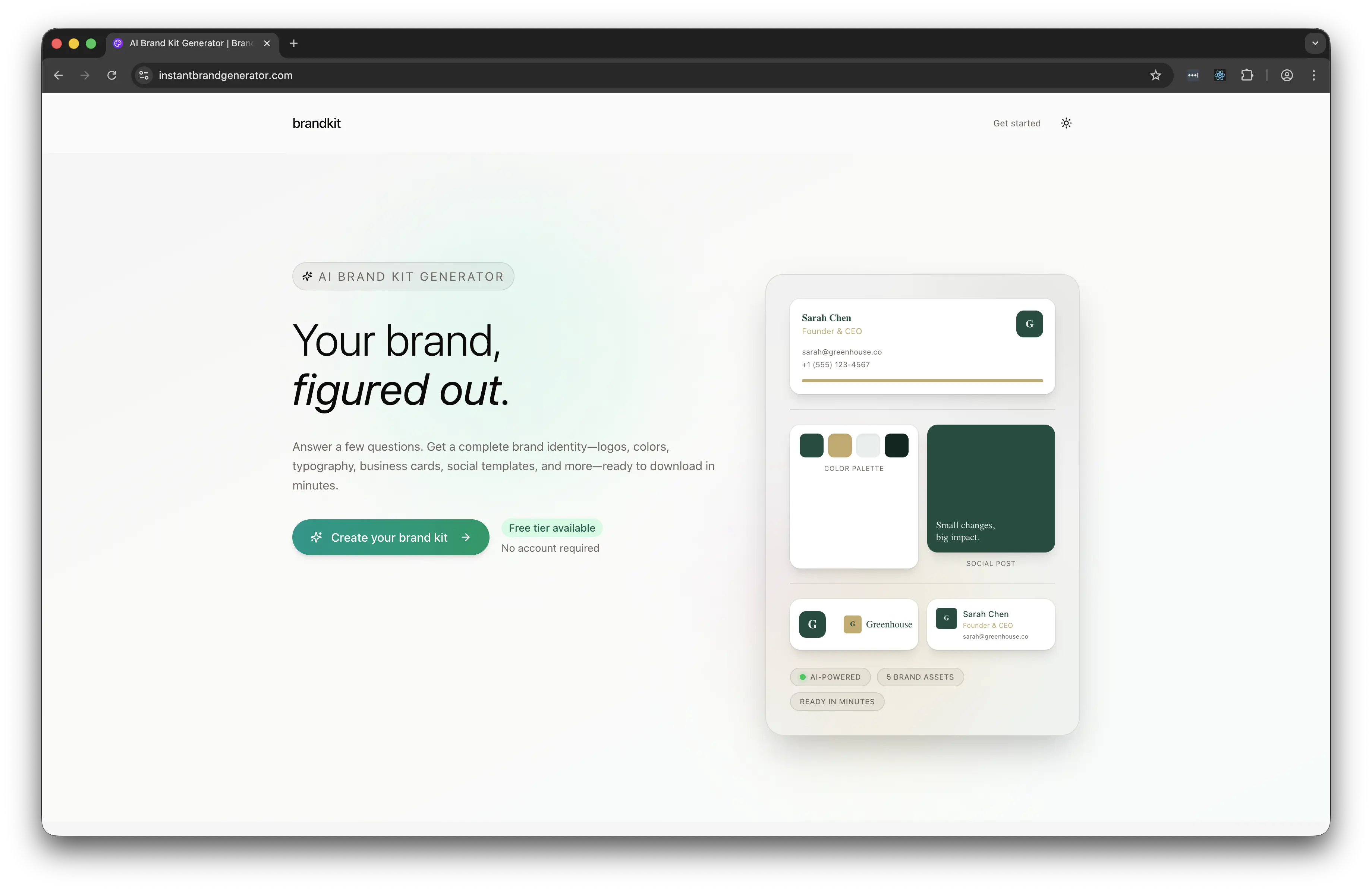 Instant Brand Generator — Home page